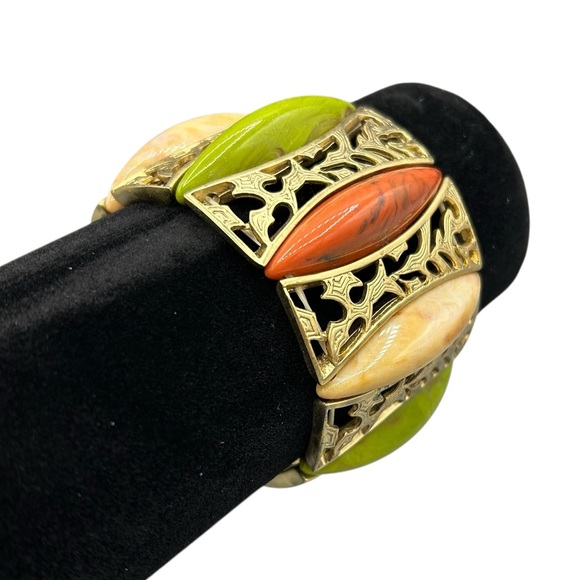 Vintage 1960s–70s Modernist Statement Bracelet | Mid-Century Gold Tone - Picture 3 of 11